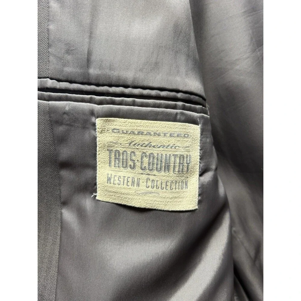 Taos Country Vintage Western Collection Mens Suit 42, 36x30 Brown Pinstripe